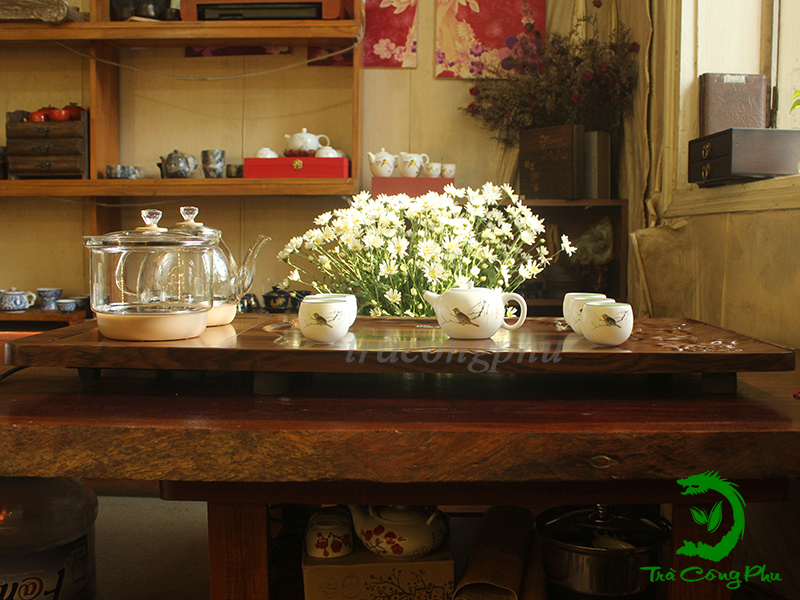 Combo bàn trà gỗ khuyên điểu - SENBA035